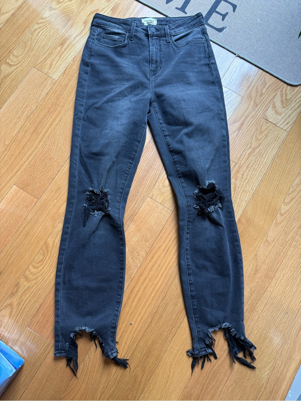 L'Agence High Line High Rise Black Distressed Skinny Jeans Size 26